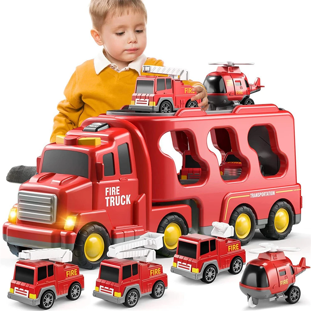 Friction Power Vehicle Toy Car Set Toddler Fire Engine Toys For