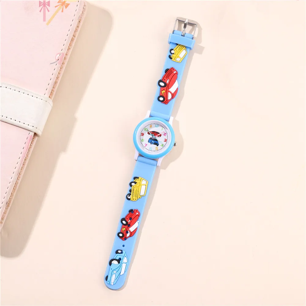 4 Colors New Cartoon 3D Car Children watch 3-15 Years Old Student Quartz Watch