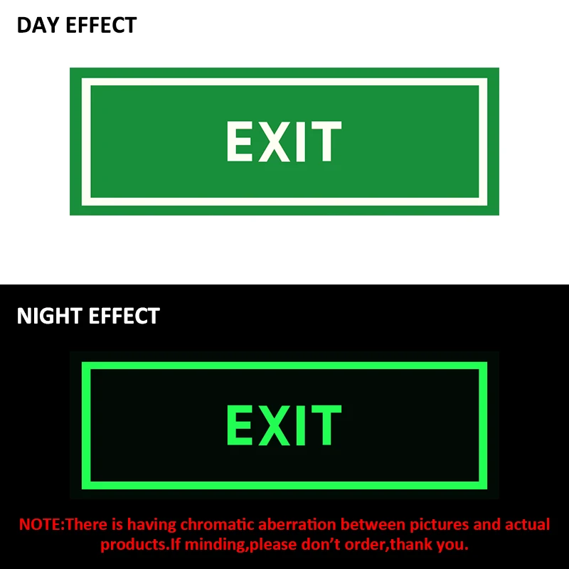 VOOFENG Photoluminescent Pathmarking Sign 10 Pieces Glow in The Dark Wall Sticker 4 Hours Home Stage Exit Escape Mark 29X10cm