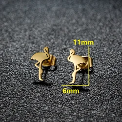 1 Pair Stainless Steel Cute Flamingo Bird Stud Earrings For Women Girls Ear Jewelry Accessories Girlfriend Gift
