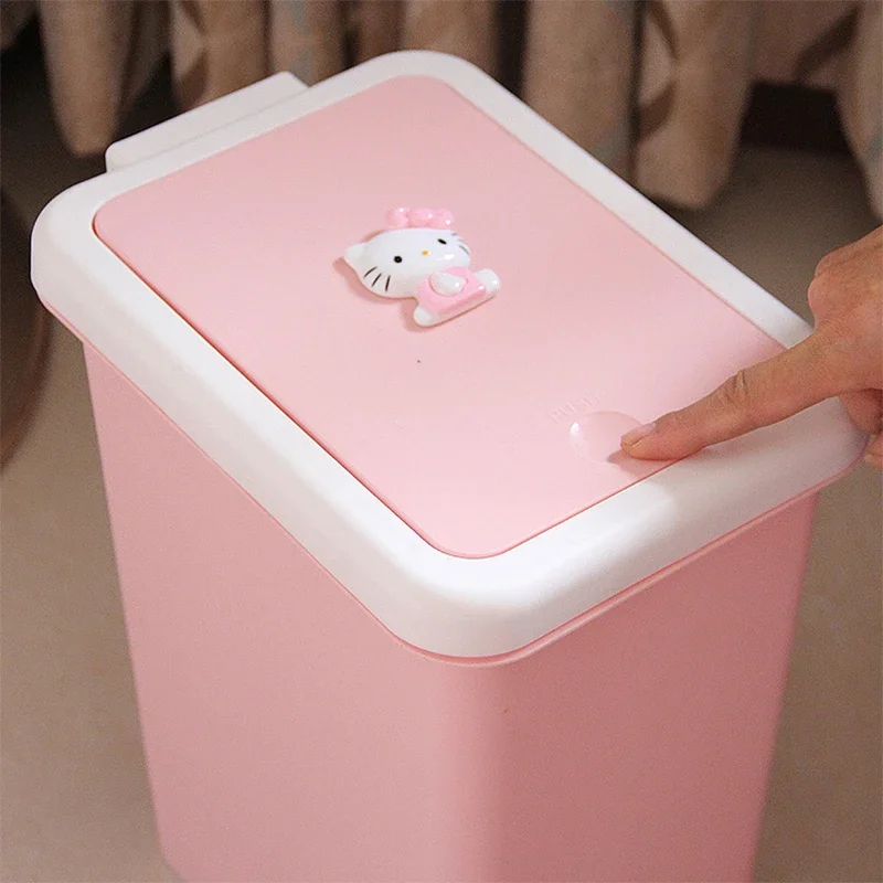 Sanrio Kawaii Hello Kitty Trash Can Anime Cartoon Lovely Fashionable Exquisite Creative Beautiful Kitchen Household Garbage Can