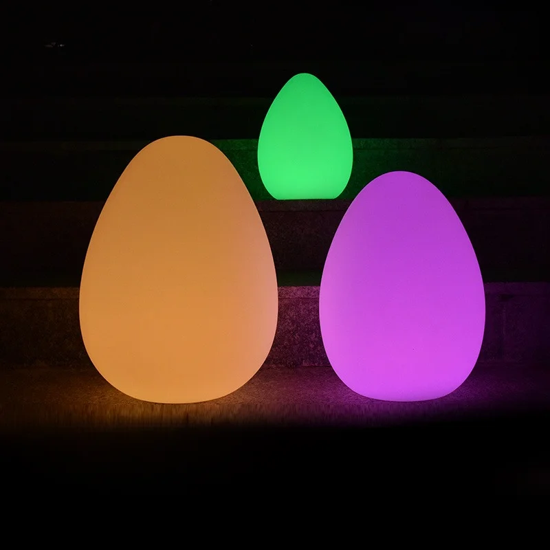 Creative Colorful LED Glowing Egg shaped Lamp Hotel Landscape Chandelier Outdoor Lawn Remote Control Atmosphere Courtyard Lamp