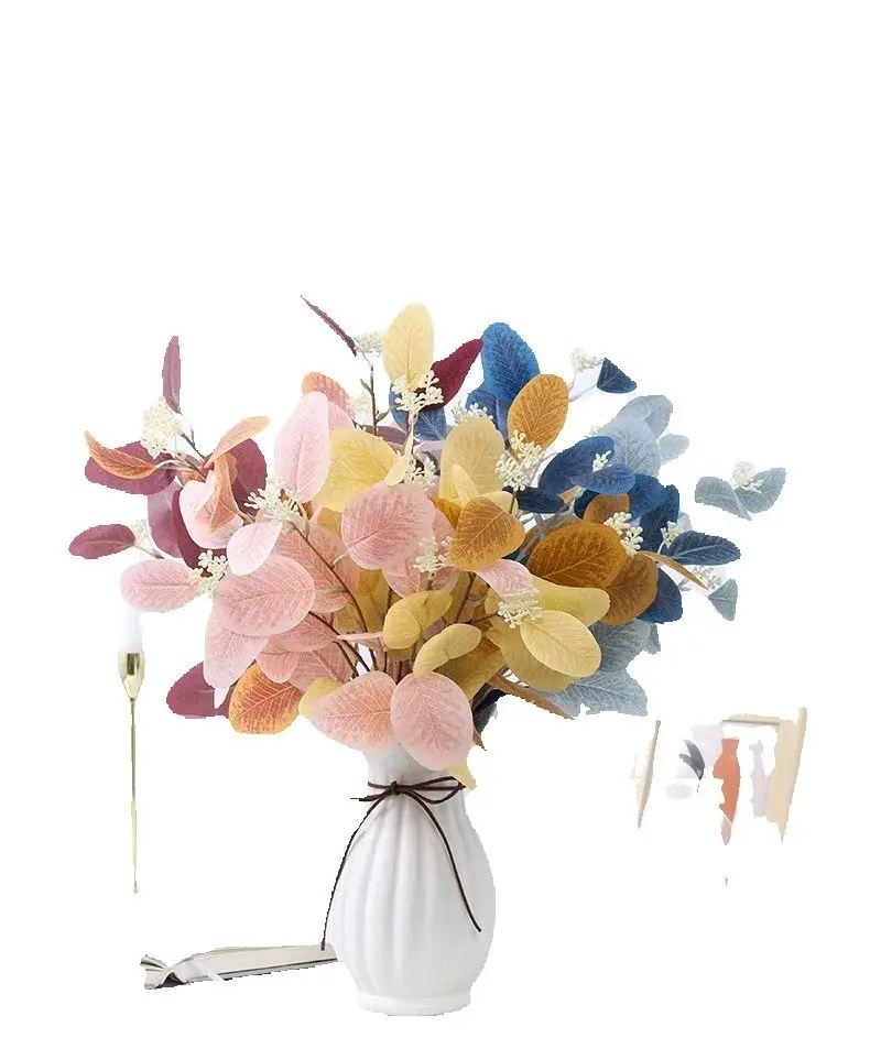 

Pink Eucalyptus Leaves Silk Fake Plants Indoor Living Room Arrangement DIY Home Wedding Christmas Decoration Artificial Flowers