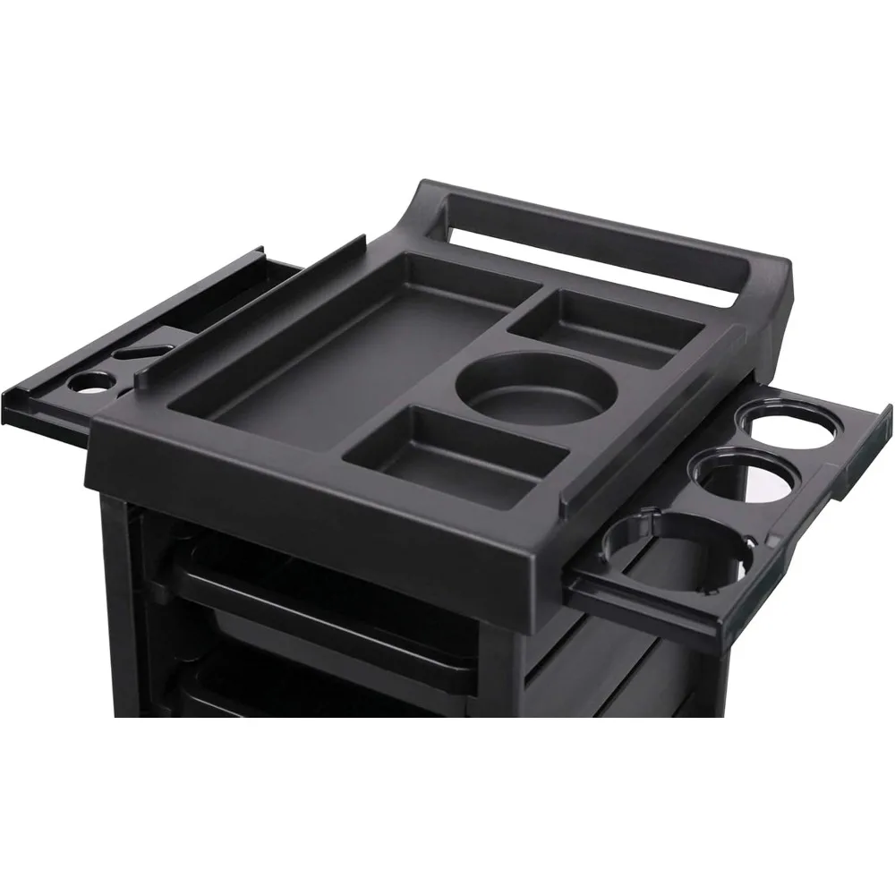 عربة معدات الصالون مع 6 أدراج، عجلات دوارة لعربة تخزين تصفيف الشعر باللون الأسود #2