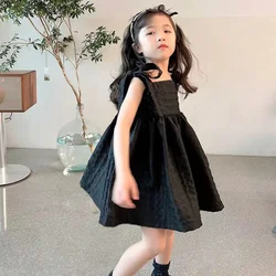 Girls' Dress 2026 Summer Hot Fashion Sling Vest Dress Children's Black Dress 2-10Year Kid's Princess Dress