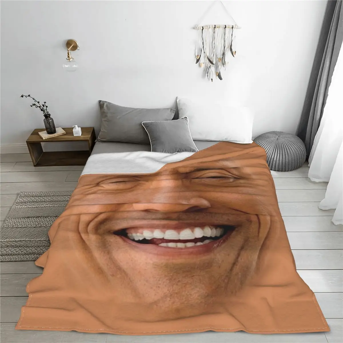 The Rock Face Blankets Flannel Summer Air Conditioning Dwayne Johnson Soft Throw Blanket for Bedding Outdoor Bedding Throws