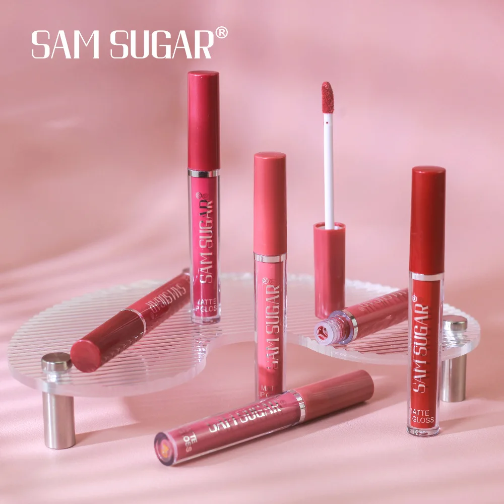 SAM SUGAR 6pcs/set ​sexy colors Matte Mist Lip gloss Easy Color silky texture Long-Lasting Waterproof Non-stick Cup ​Lip glaze