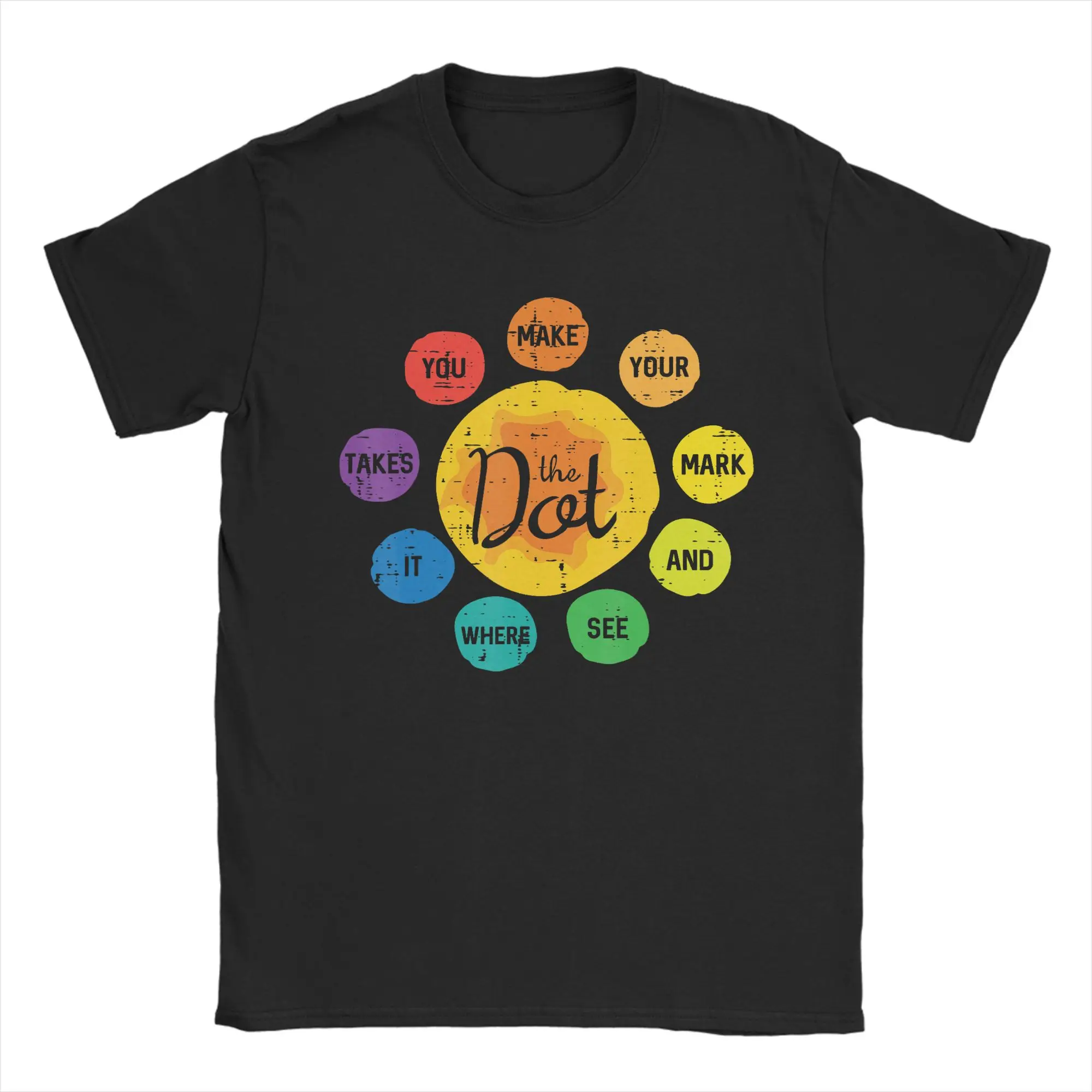 The Dot Make Mark Dots Men T Shirt  Vintage Tees Short Sleeve O Neck T-Shirts Pure Cotton Party Clothing