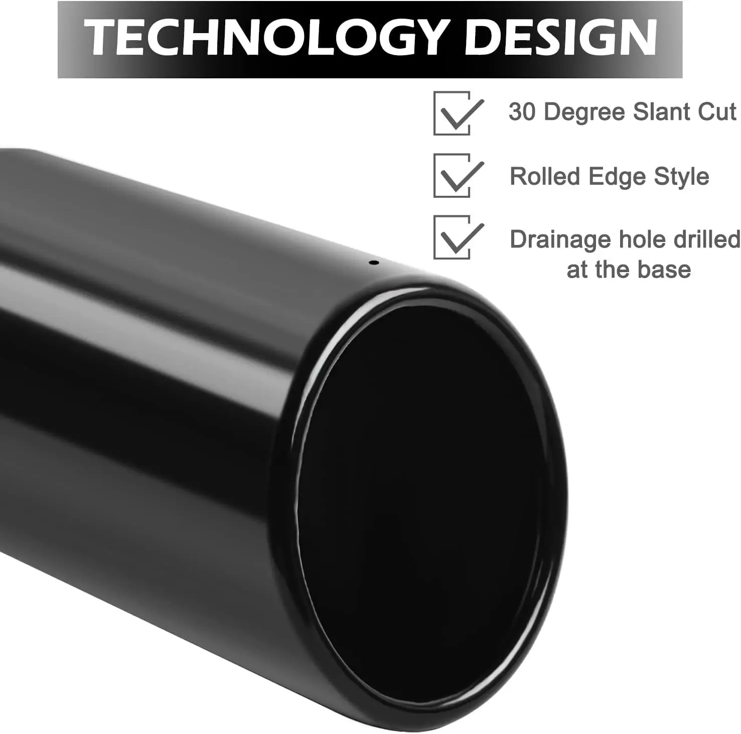 PT932-35180-02 نمط طويل سيارة كروم العادم تلميح ل 2005-2022 تويوتا تاكوما الأسود TP-1015