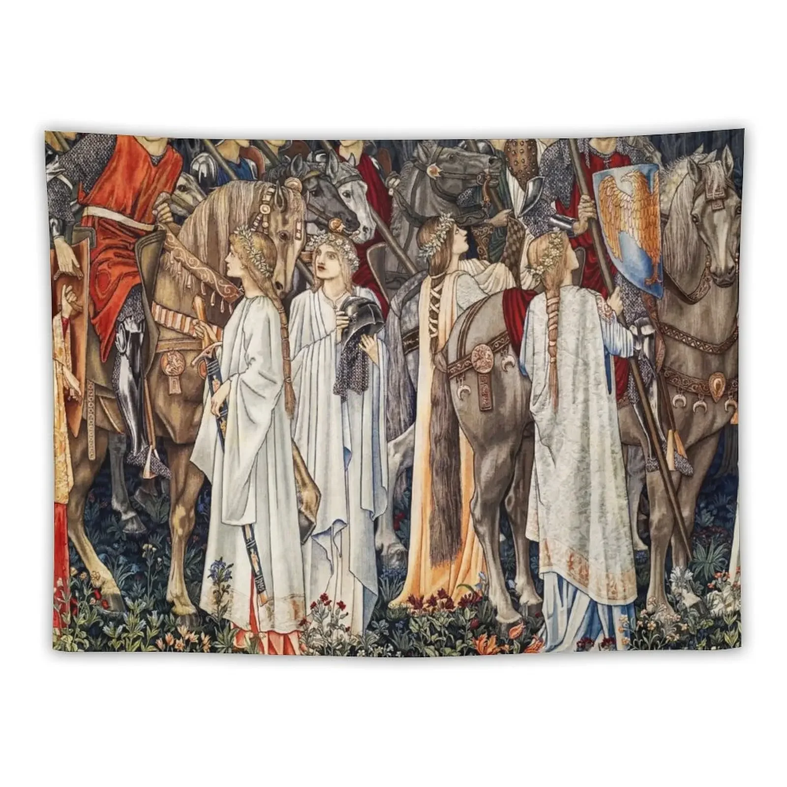 Quest for the Holy Grail - The Arming and Departure of the Knights Tapestry Wall Mural Aesthetic Room Decors Tapestry