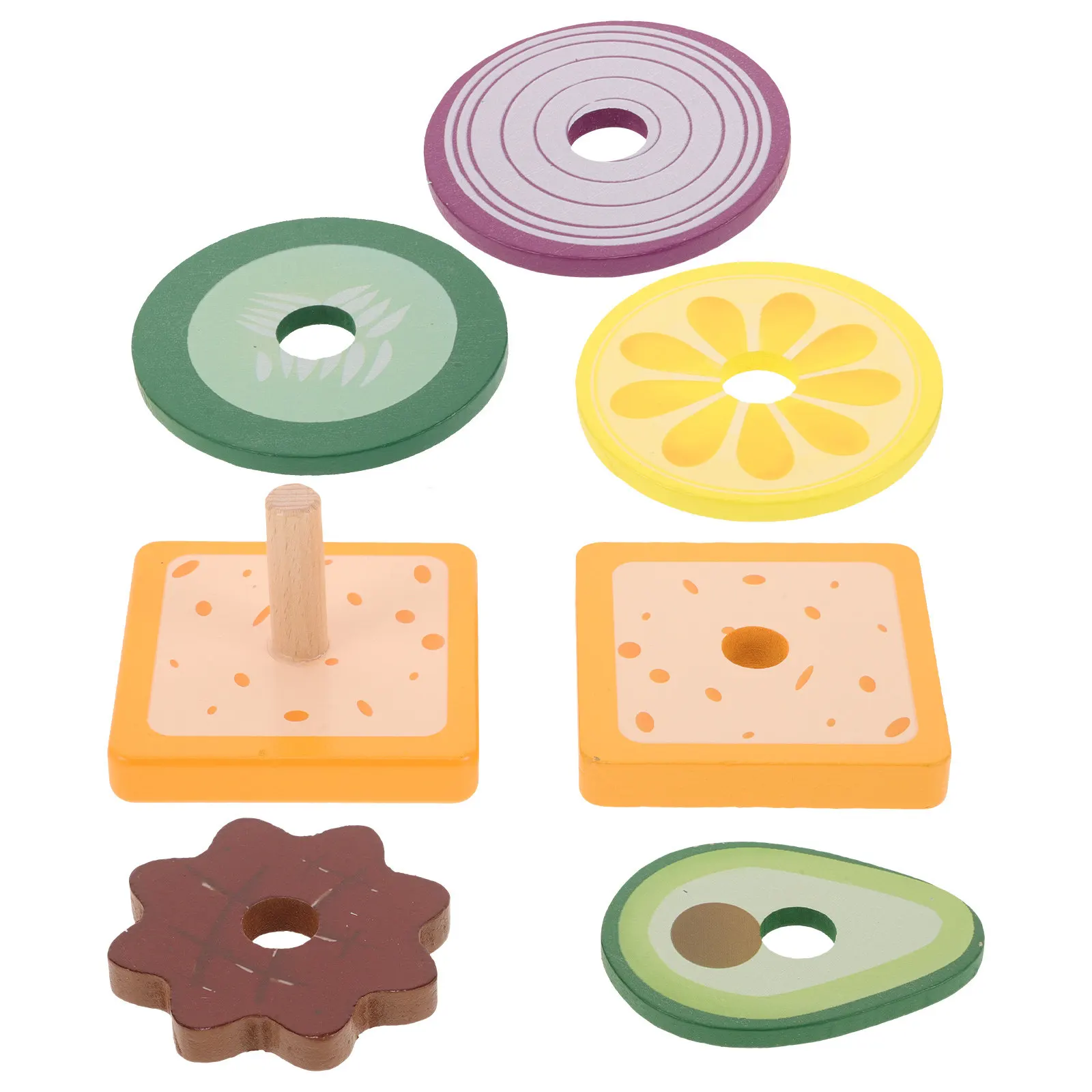 

Kids Kitchen Playset Sandwich Sorting Stacking Wooden Food Cooking Play Fine Motor Skill Pretend Play Food Set for Toddlers Boys