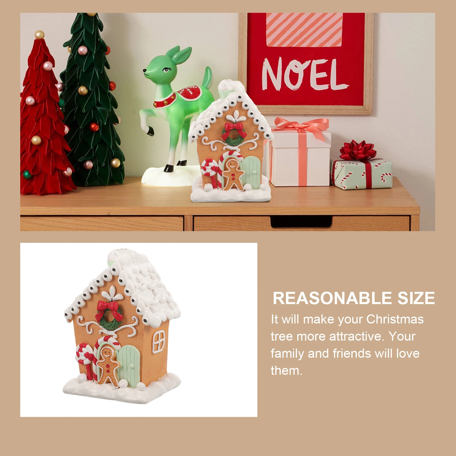 

Christmas Mini Gingerbread Resin Ornament Cute Miniature Table Centerpiece Decorative Xmas Home Office Decor