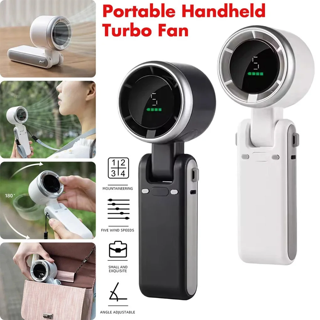 10 واط رقبة معلقة في الهواء الطلق 180 °   مروحة سطح مكتب صغيرة قابلة للطي 5 سرعات محمولة باليد ومروحة توربو قوية عالية السرعة