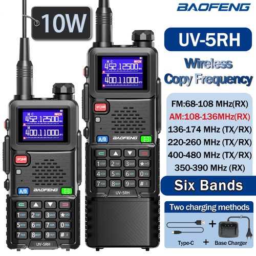 Baofeng UV 5RH 10W Air Band Walkie Talkie Long Range Wirless Copy Frequency Type-C Baofeng UV 5R MINI UV 21 PRO 2 Way Ham Radio - View 1 Baofeng UV 5RH 10W Air Band Walkie Talkie Long Range Wirless Copy Frequency Type-C Baofeng UV 5R MINI UV 21 PRO 2 Way Ham Radio - View 1