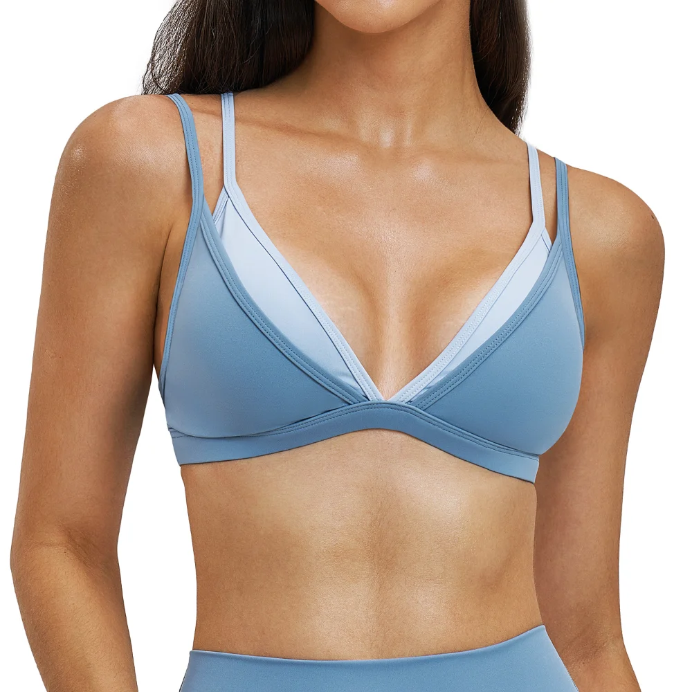 Women's Tight Yoga Bra Double Shoulder Straps Shockproof Fake Two-piece Sports Underwear Gym Fitness Sports Bra Ventilate Top image 3