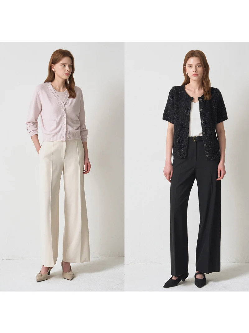 Elegant High Waist Straight Leg Slimming Pants Women's Business Casual Trousers Spring 2026 MICOAT Versatile Belt Decorated