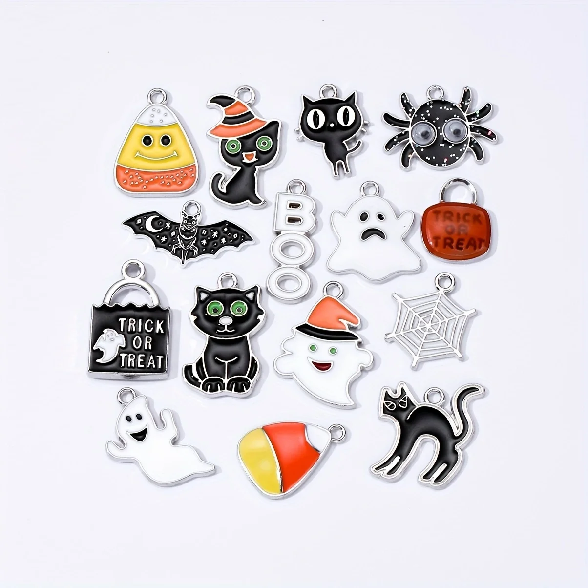 10pcs New Halloween Enamel Charms Mixed Charms Pumpkin Evil Ghost Vampire Bat Pendants For DIY Earring Necklace Jewelry Making