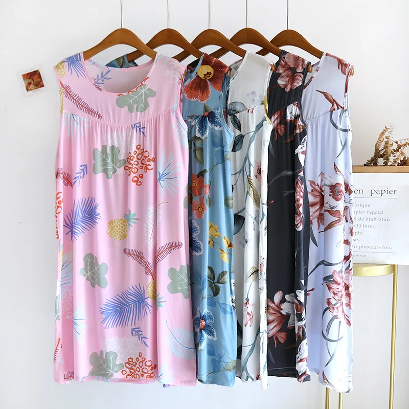 

Fashion flower Silky soft sleepdress women summer cool viscose sweet sleepwear long-sleeve high Quality nightdress