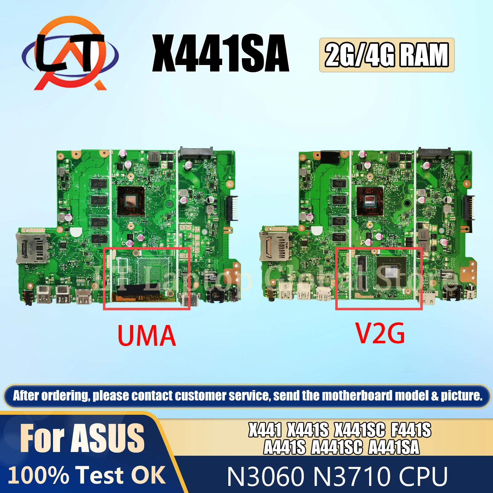 

X441SA Mainboard For ASUS X441 X441S X441SC F441S A441S A441SC A441SA Laptop Motherboard With N3060 N3710 RAM-2G/4G