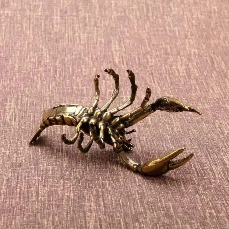 العتيقة باتينا جراد البحر النحت الصلبة النحاس النحاس اليدوية عيد الميلاد زخرفة مطلية بالذهب الحيوان الشاي الحيوانات الأليفة تحصيل الحرفية