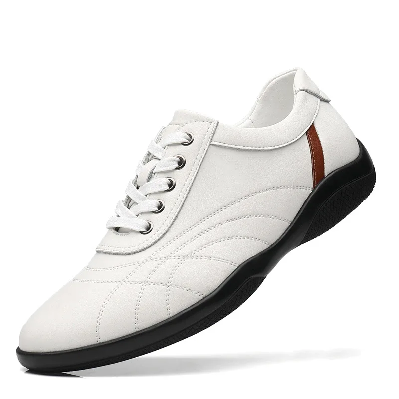 

Solid Color Casual Shoes for Men Spring Autumn Lace Designer Sports Shoes Male Fashion Soft Sole Leather Sneakers Man