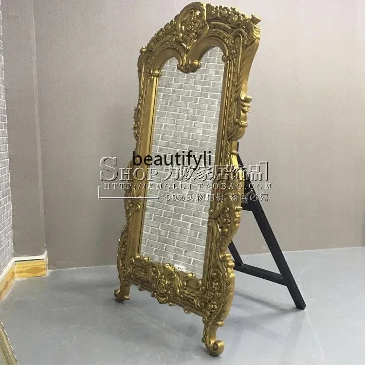 

YH03 Full body mirror European carved three-dimensional fitting floor mirror extra large mirror living room