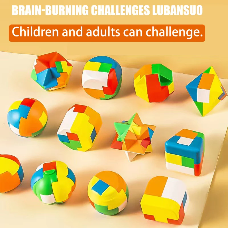6/10 قطعة ثلاثية الأبعاد لغز لوبان مجموعة غلق كرات بلاستيكية سحرية ملونة مكعب التدريب الفكري تخفيف التوتر ألعاب تعليمية للطفل #1