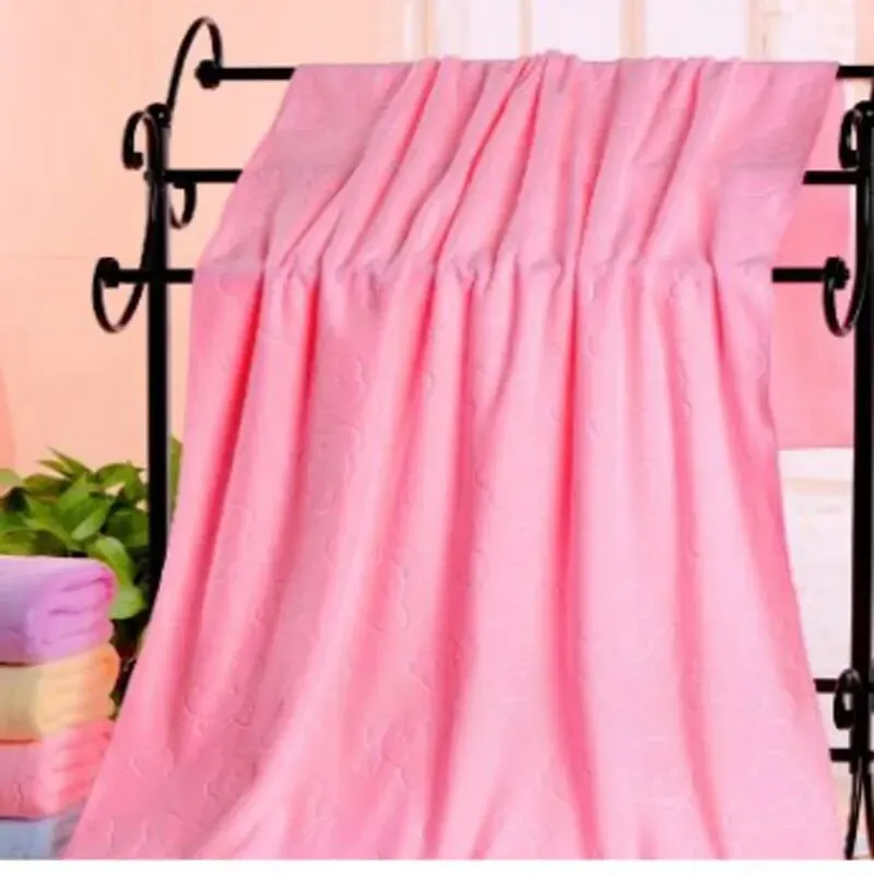 Cute Bear Textured Microfiber Bath Towel Lightweight Absorbent_voghion.com