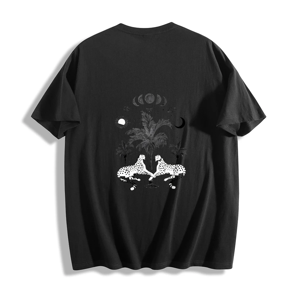 T-shirt estiva da donna Plam e T-shirt grafiche leopardate T-shirt casual a maniche corte in cotone Abbigliamento donna