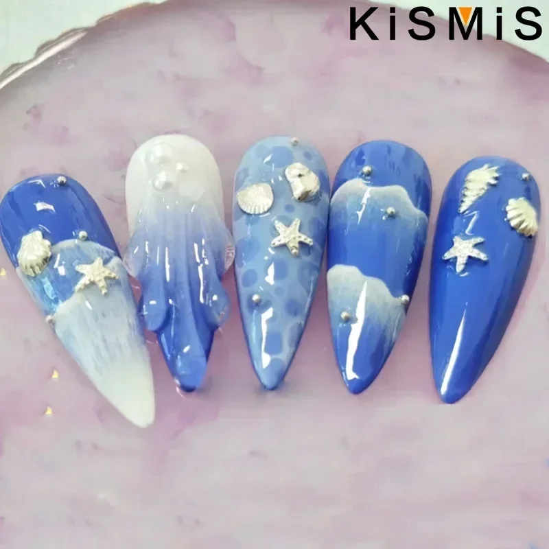 オーシャンテーマ 3D ネイルアートデコレーション海ヒトデシェルカメ金属スタッズ UV DIY マニキュアツール