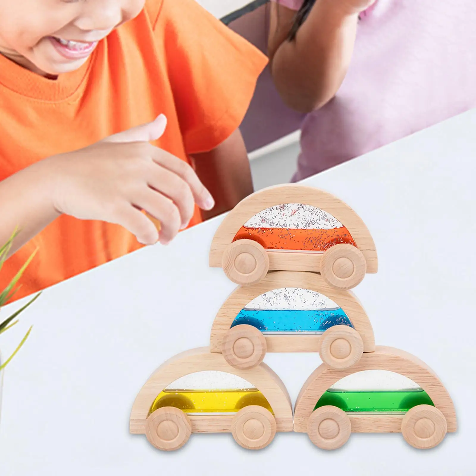 Jouets à pousser en bois pour bébé, voiture en bois, ensemble de véhicules en bois, jeu de voiture coloré, fête alth, éducation précoce, 4 pièces