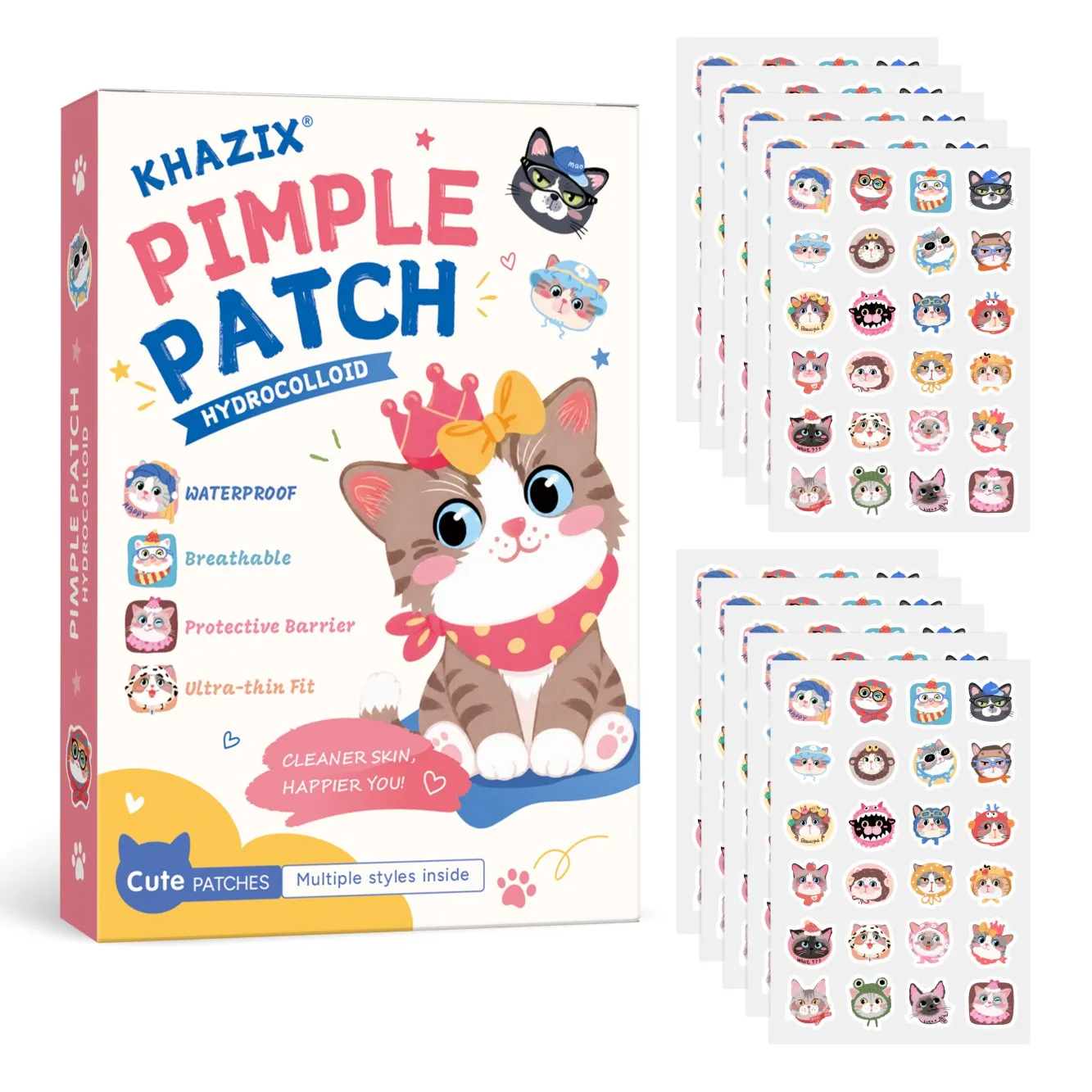 48/120/240 pieces - acne patches in the shape of cute cats. These acne patches are gentle and non-irritating. They are both wate