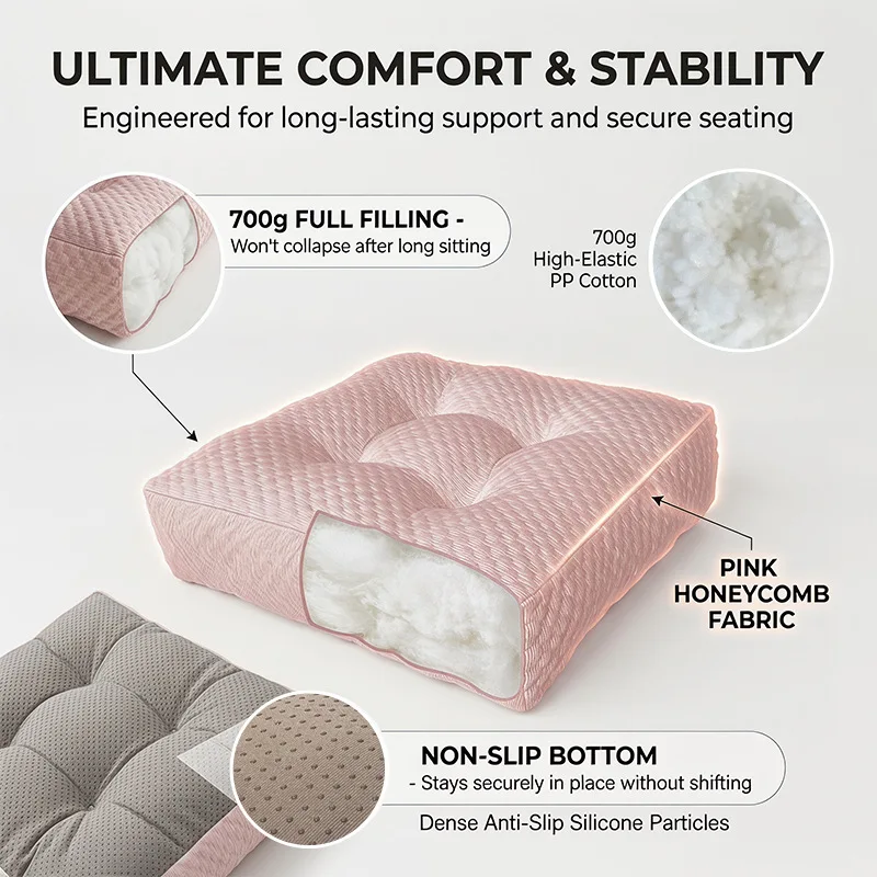 Newest 1pc Thickened Ice Bean Cushion,Tatami Cushion and Chair Backrest,Soft and Comfortable, Suitable for Home Office and Other