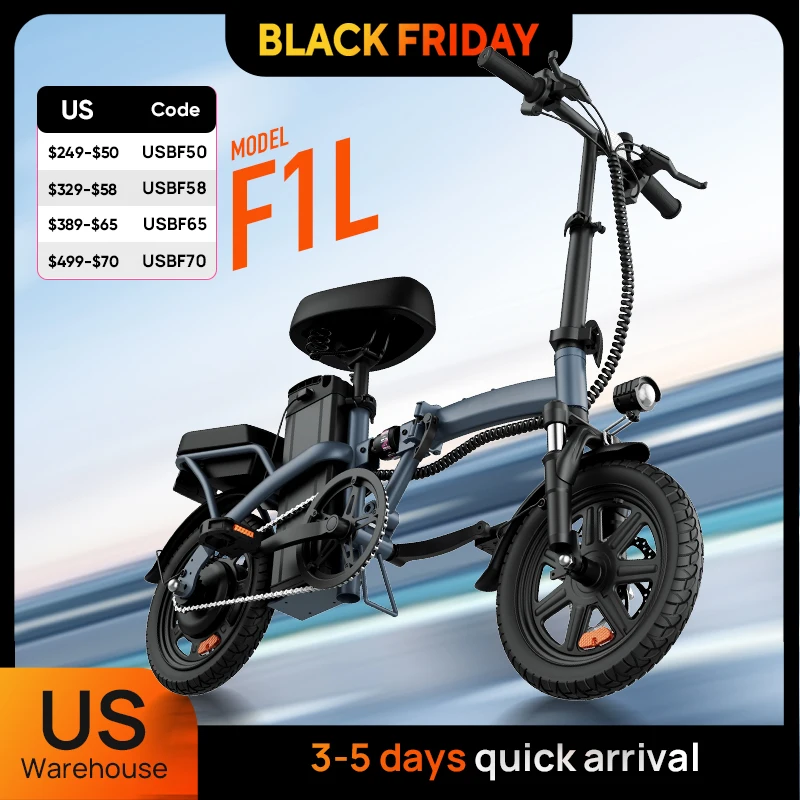 

14" Foldable Electric bicycle for Adult, Peak 500W Motor with 48V 7.5Ah Removable Battery 40 Miles Range 3 Hours Charge Time