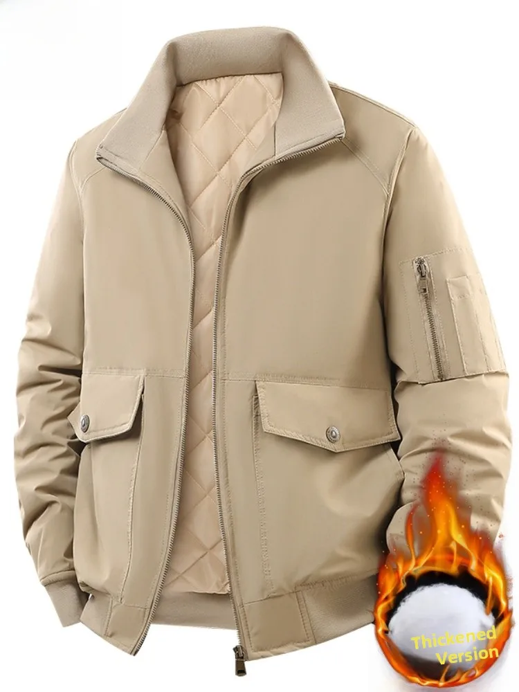 

Paul Men's Winter Cotton Jacket Stand Collar down Cotton Workwear Outdoor Sports Windproof Warmth Men's Fashion Casual Coat