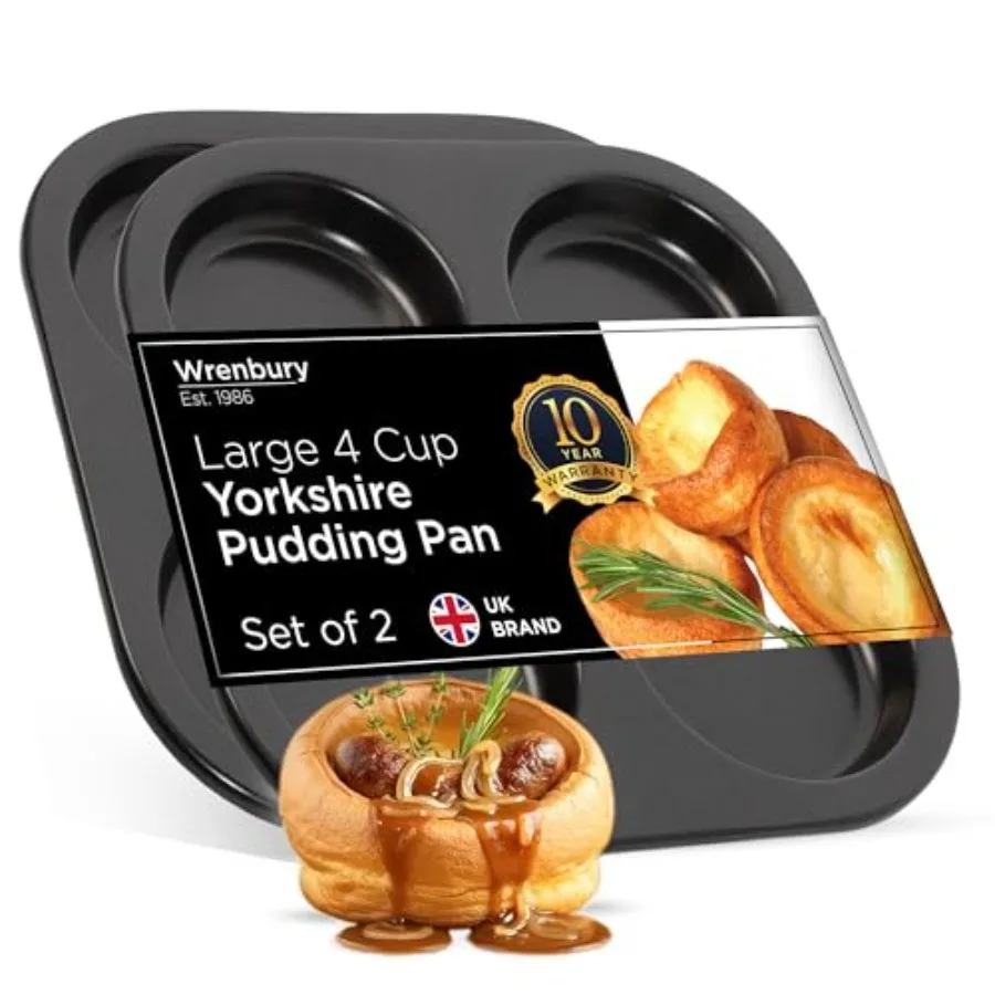 

Yorkshire Pudding Tray 4 Cup Twin Pack Robust Non Stick Yorkshire Pudding Pan Tin 0 Year Quality Guarantee Baking Tray Christma