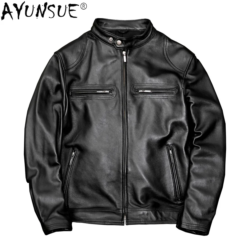 

High Quality Genuine Leather Jacket Slim Real Sheepskin Coat Motorycle Men Clothing Coats and Jackets Aqueta Masculina WPY3701