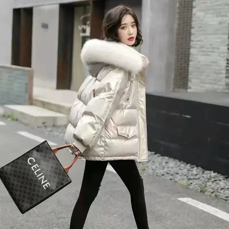 New Autumn Winter Wash-Free Glossy Women Jacket Hooded Parkas Female Korean Loose Short Warm Down Cotton Parka Outwear