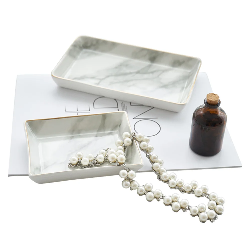 

Ceramic Marble Plate Small Nordic Jewelry Tray Ring Dish Holder Home Garden Decoration Jewelry Organizer