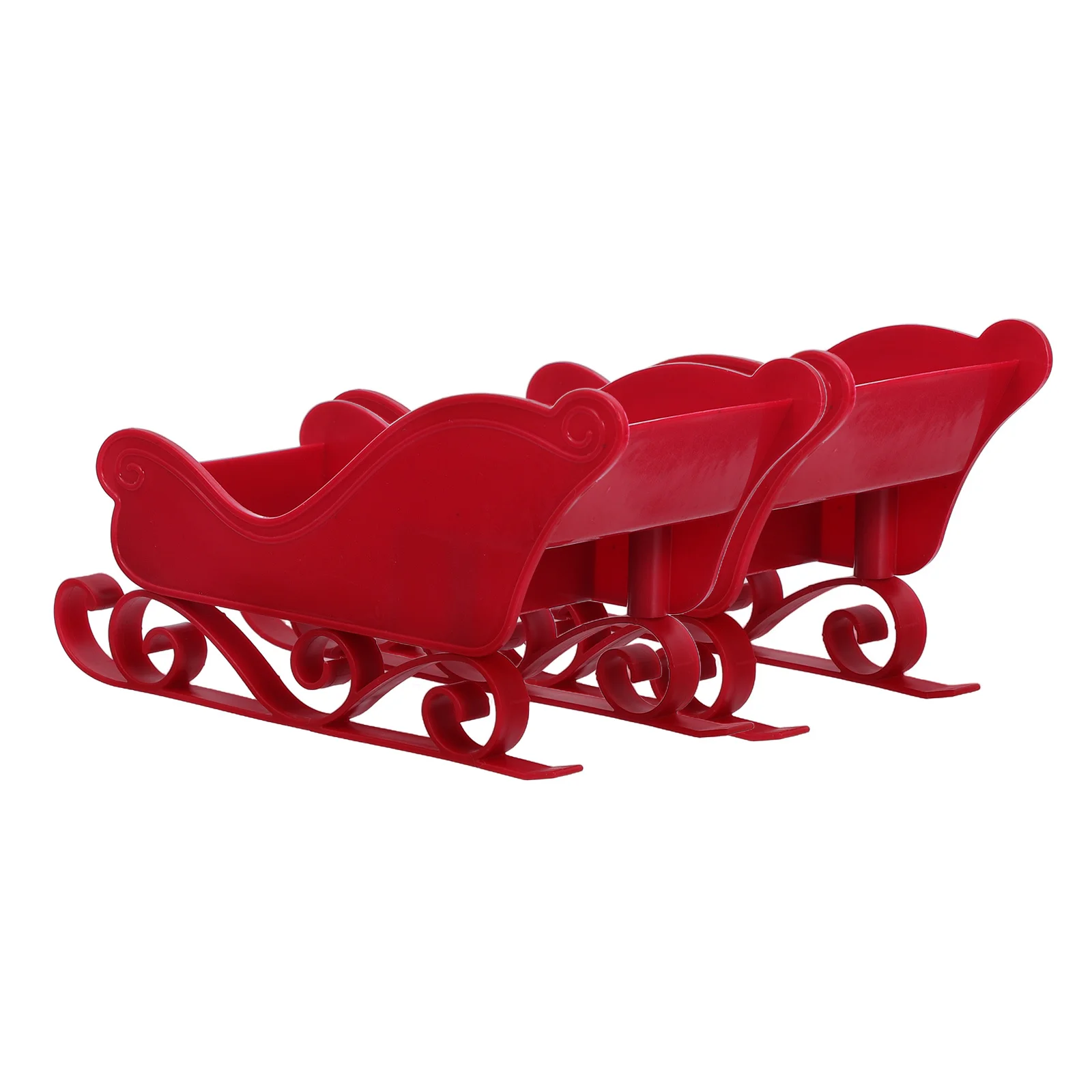 

2Pcs Small Santa Sleigh Plastic Christmas Candy Holder Desk Decor Holiday Mantelpiece Shelf Display Tabletop Sled