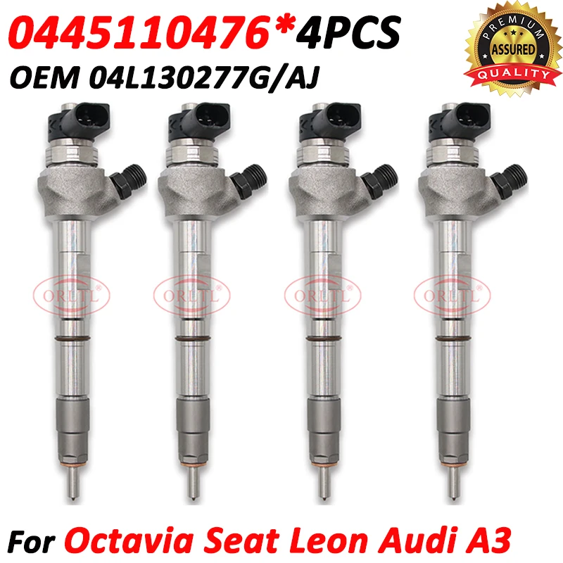 4pcs 0445110476 Common Rail Injector Nozzle 04L130277AJ For Bosch Skoda Octavia Seat Leon Audi A3 0986435241 04L130277G