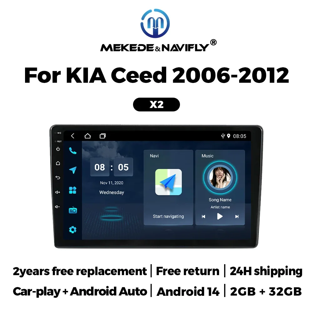 

NaviFly Carplay Auto Android Intelligent System Car Radio Multimedia Video Player 2Din Head Unit Stereo For KIA Ceed 2006 - 2012