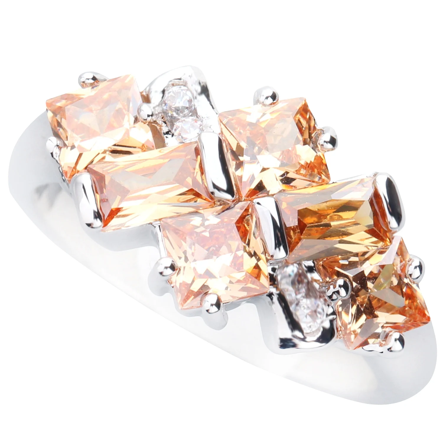 4*4mm Brown Morganite 925 Sterling Silver Ring Q0195-C