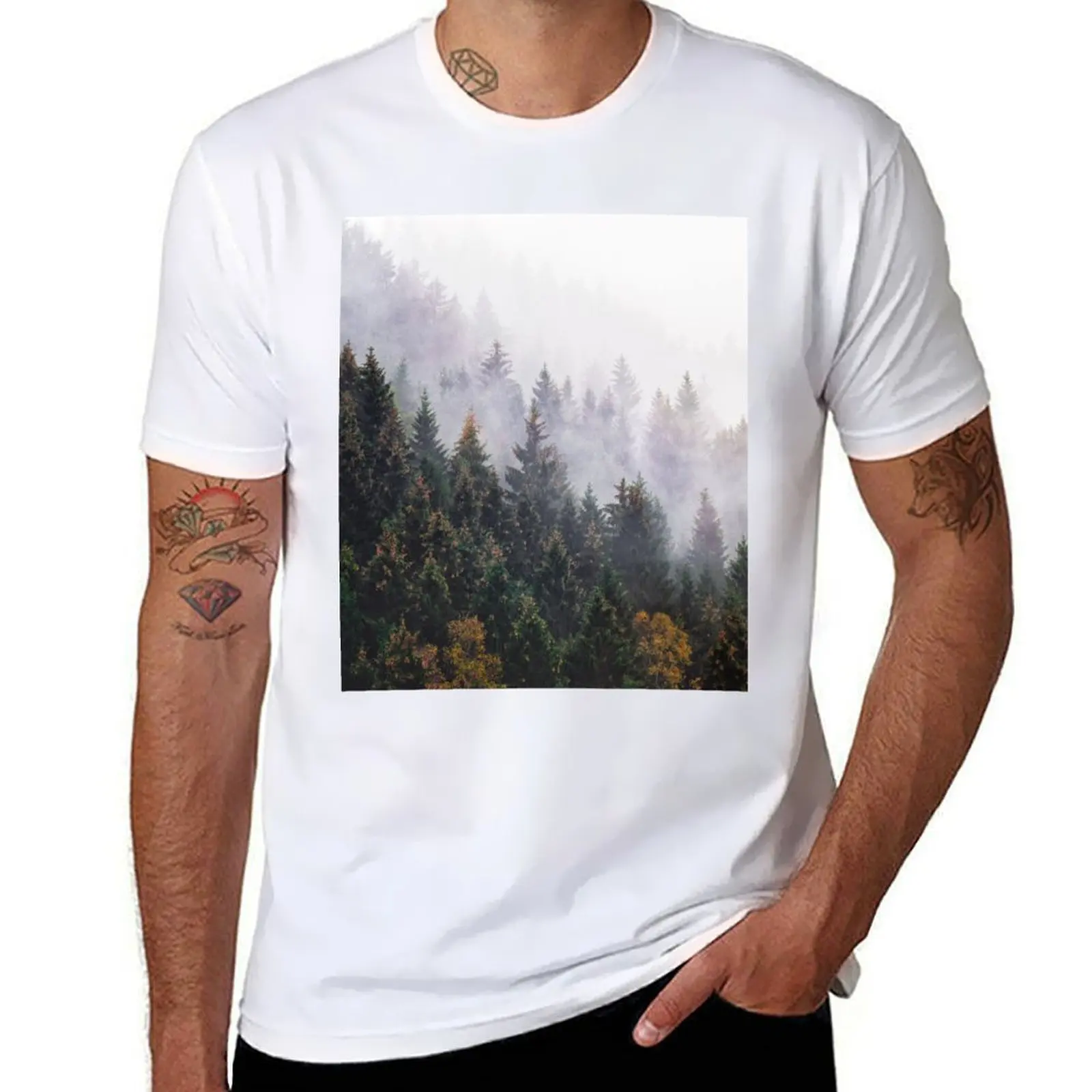 

The Big Calm // Misty Fairytale Wilderness Forest With Cascadia Trees Covered In Magic Light And Fog Series T-Shirt