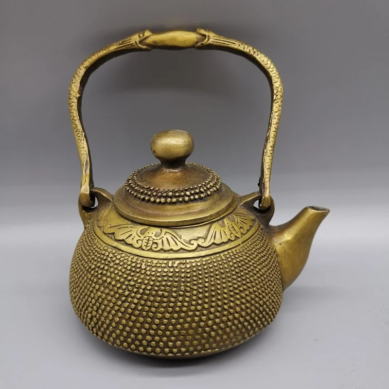 

Fashion Chinese Exquisite Copper Teapot Pearl Shape Crafts Iiving Room Decoration Home Gift