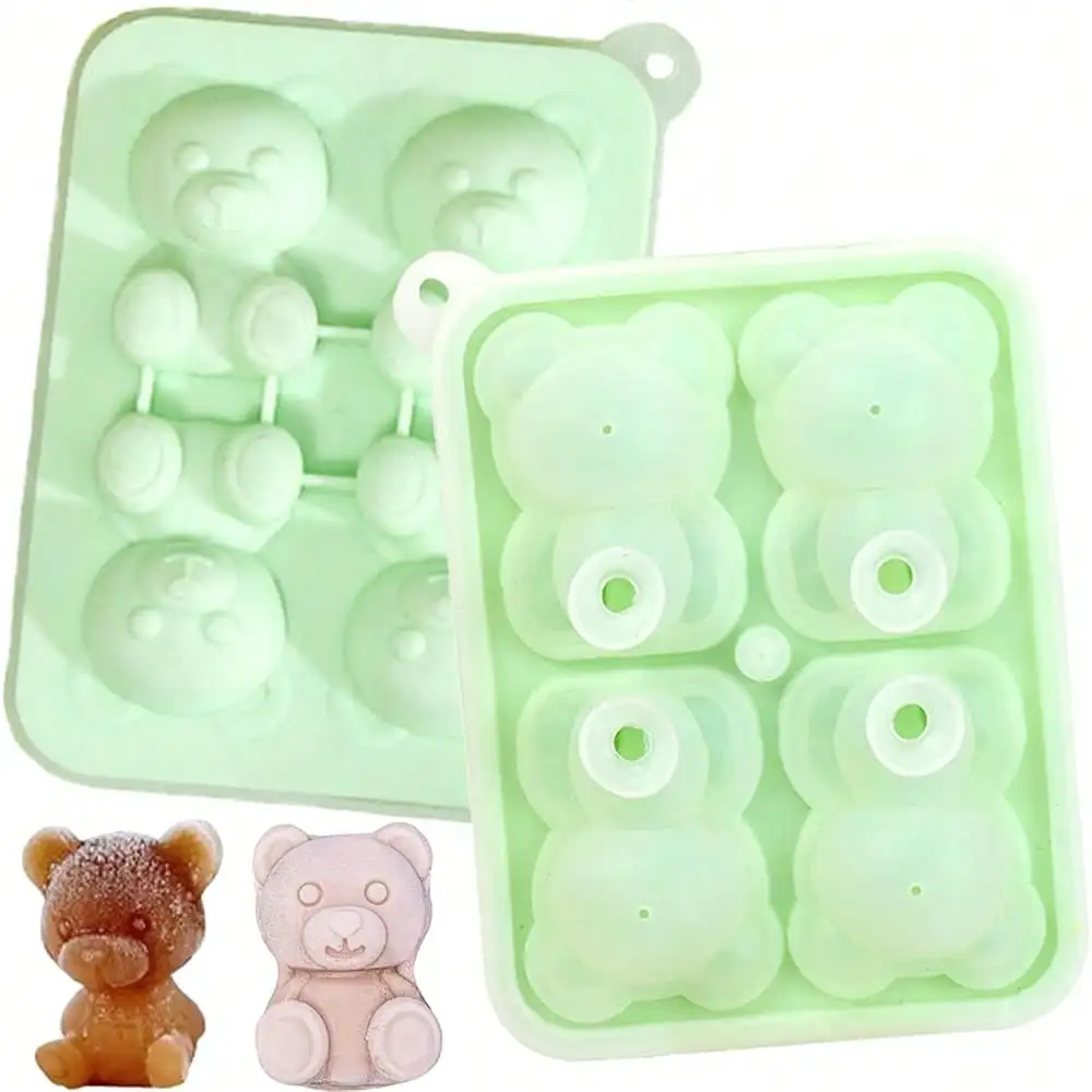 

Ice Cube Tray 3D Bear Ice Cube Mold Fun Shapes Silicone Easy Release Flexible Large Craft Ice Trays 4 Giant Big Cute Bear Ice Ma
