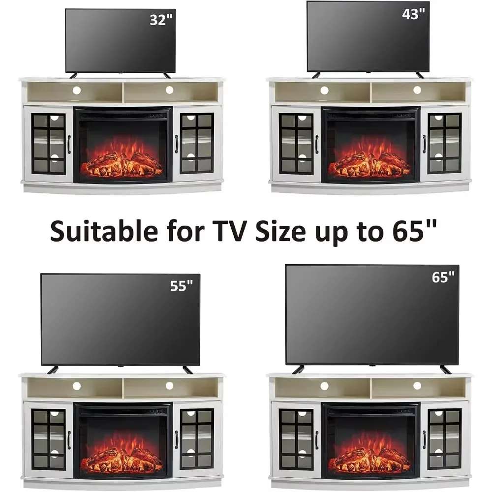 Curved fireplace TV cabinet with 26