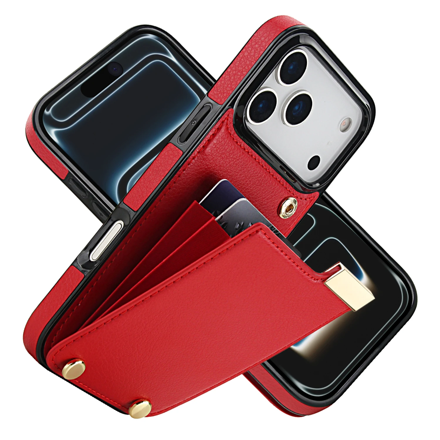 

Shockproof Leather Flip Card Holder Wallet Phone Case For iPhone 17 Pro Max 16 15 14 13 12, Cards Pocket Protective Cover Funda