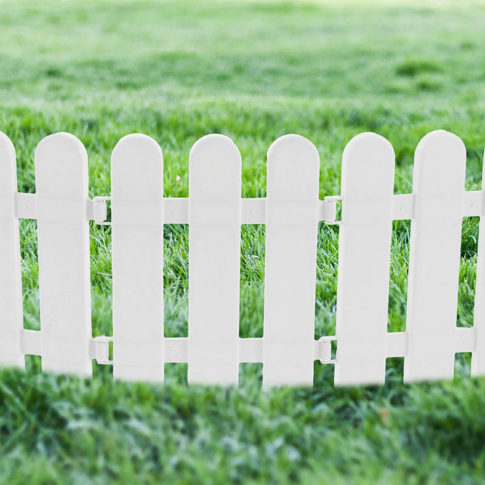 10 peças cerca de jardim de plástico branco caminho decorativo painel de cerca não deformável à prova de intempéries afiação de gramado parte superior redonda