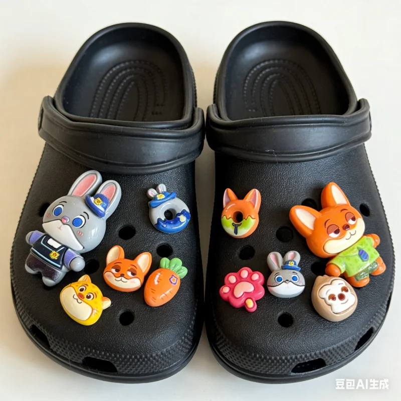 Mesuca Zootopia Shoes Charms Judy Hopps Nick Wilde Shoe Charms Carrot Paw Print Clog Decorations Accessories for Sandals